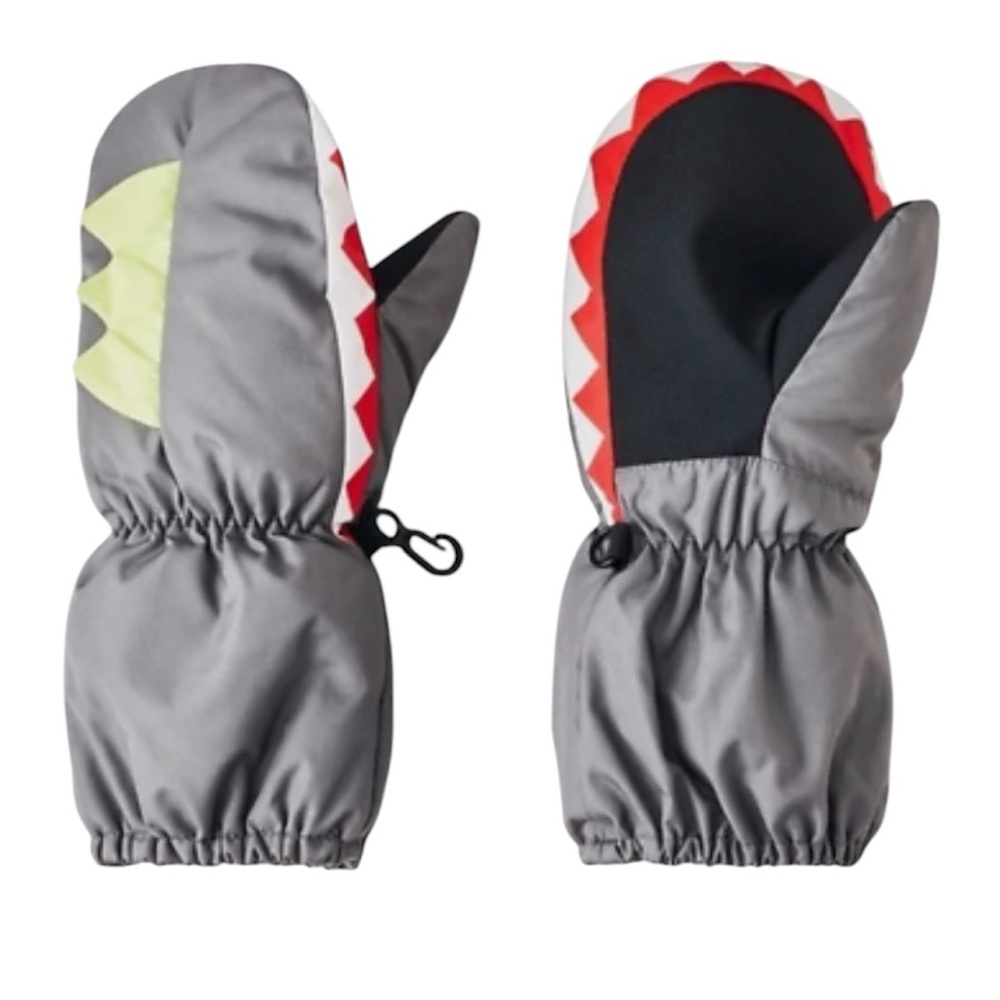 NWT Cat & Jack Toddler Gray Shark Insulated water proof Mittens 12-24M N…